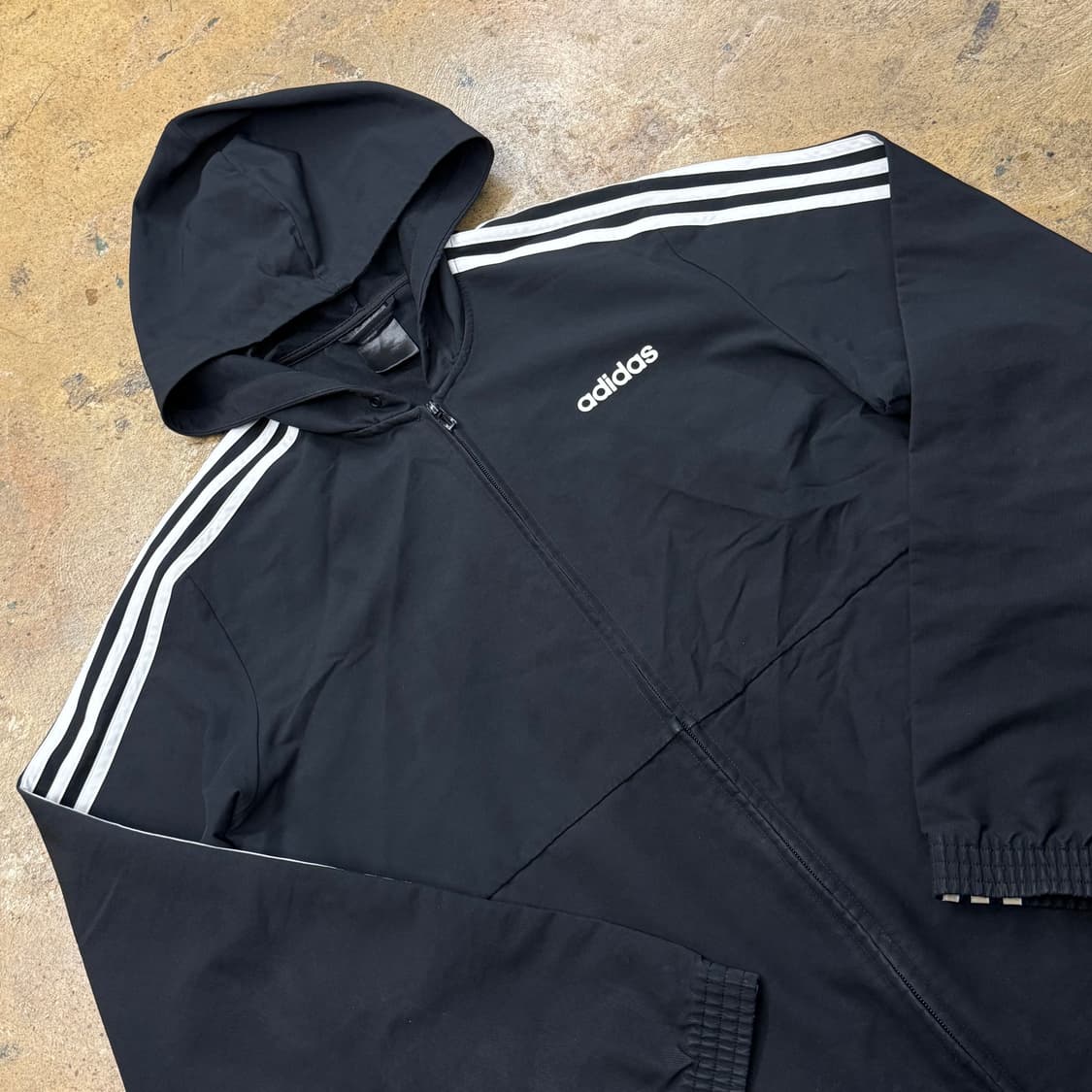 [정품/XL] 아디다스 삼선 후드 바람막이 블랙 b19 상품이미지1