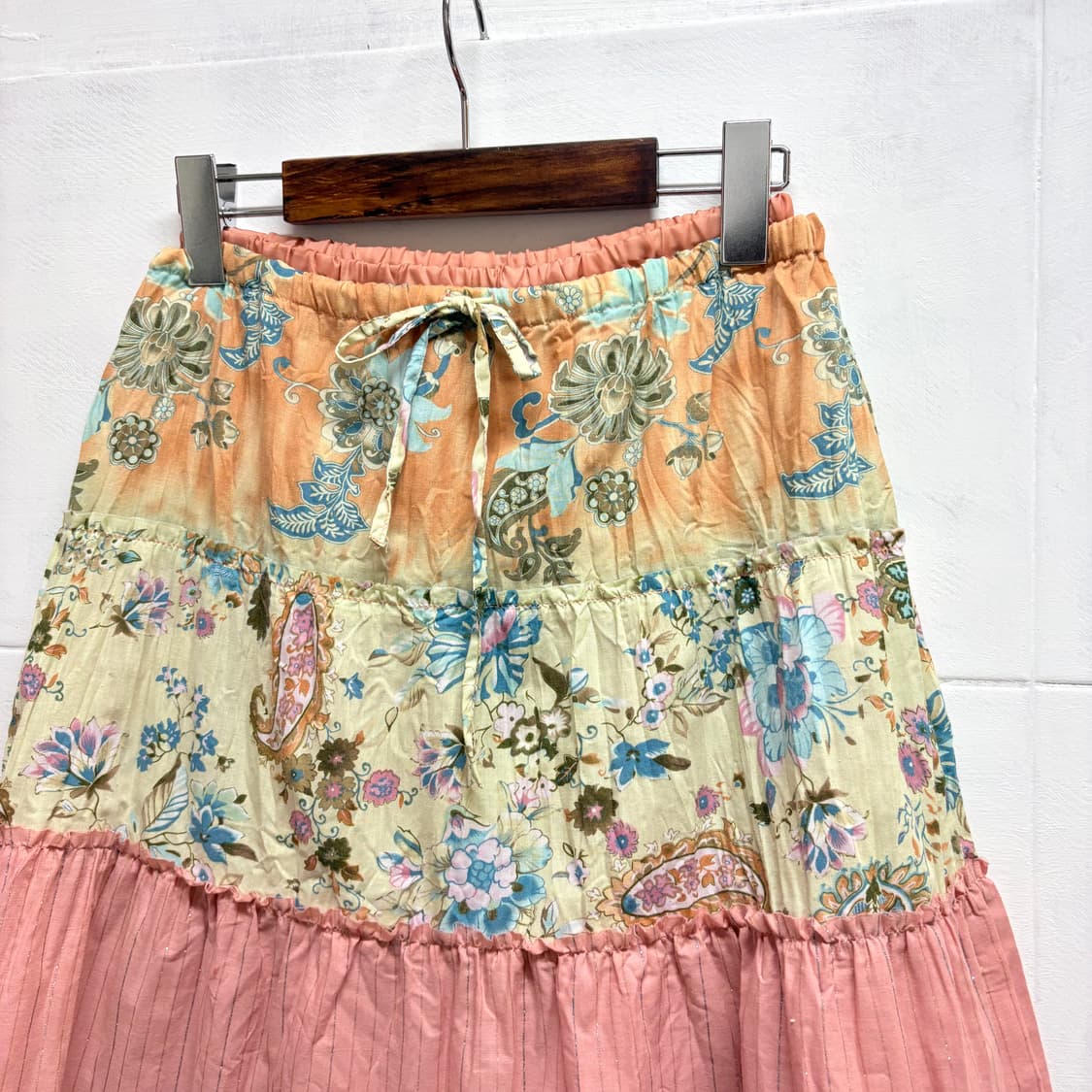 히피 에스닉 패치워크 캉캉 미디 스커트  JPN 상품이미지2