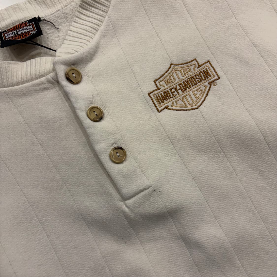 [M] 할리데이비슨 헨리넥 아이보리색 버튼 스웨트셔츠 C294 상품이미지4