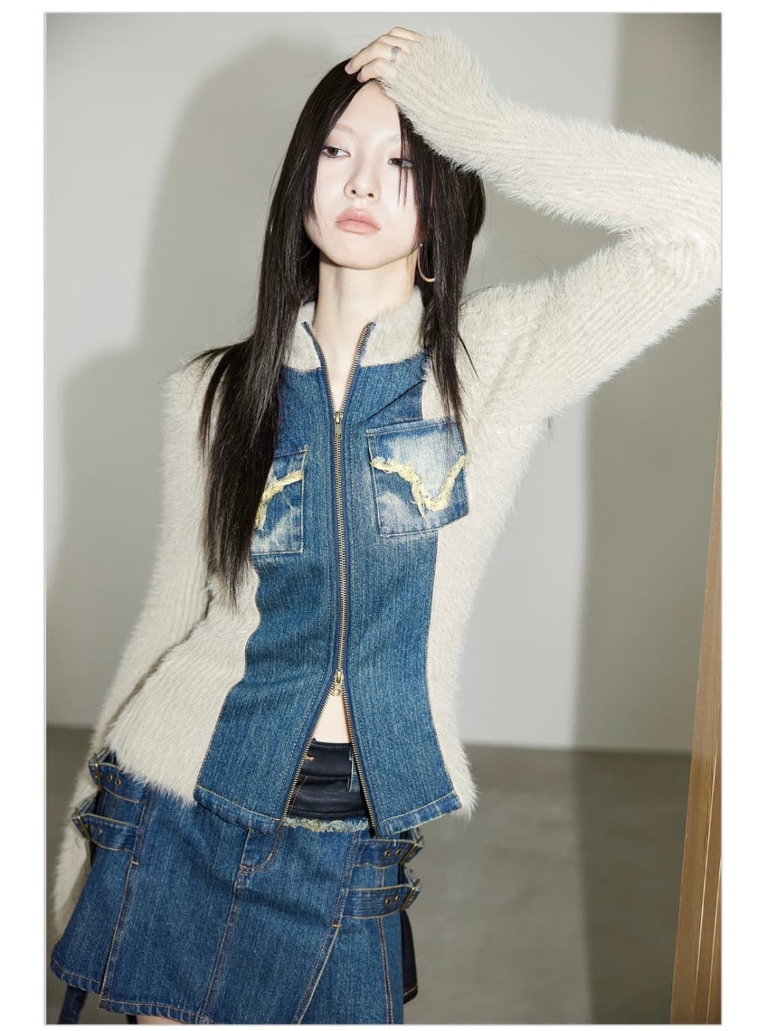 위세임랩 데님 니트 자켓 상품이미지1