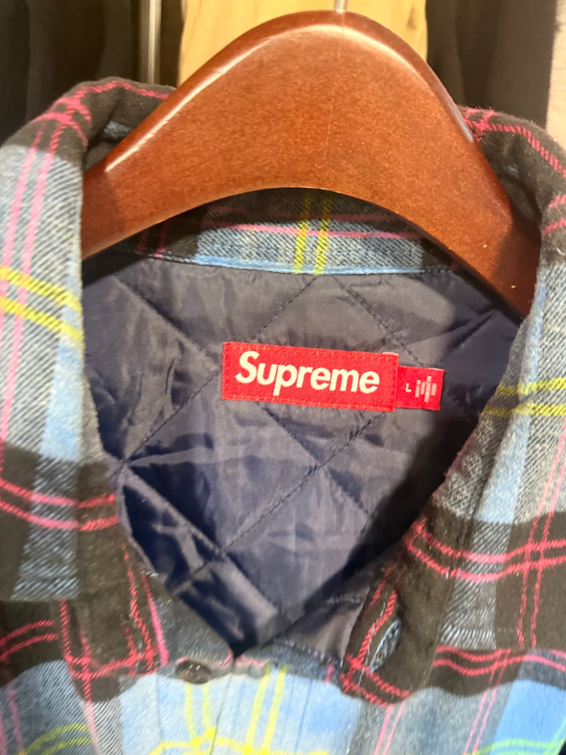 슈프림 퀄티드 플레이드셔츠 L 상품이미지3