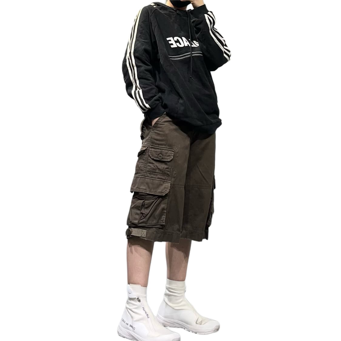 브라운 카고 스트랩 디테일 하프팬츠 상품이미지2