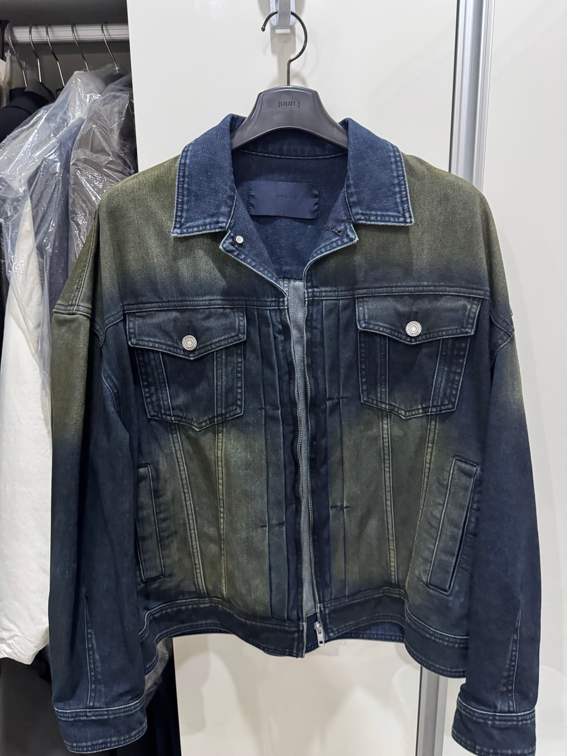 준지 25ss 벨벳 데님 트러커 자켓 네이비 46사이즈 상품이미지3