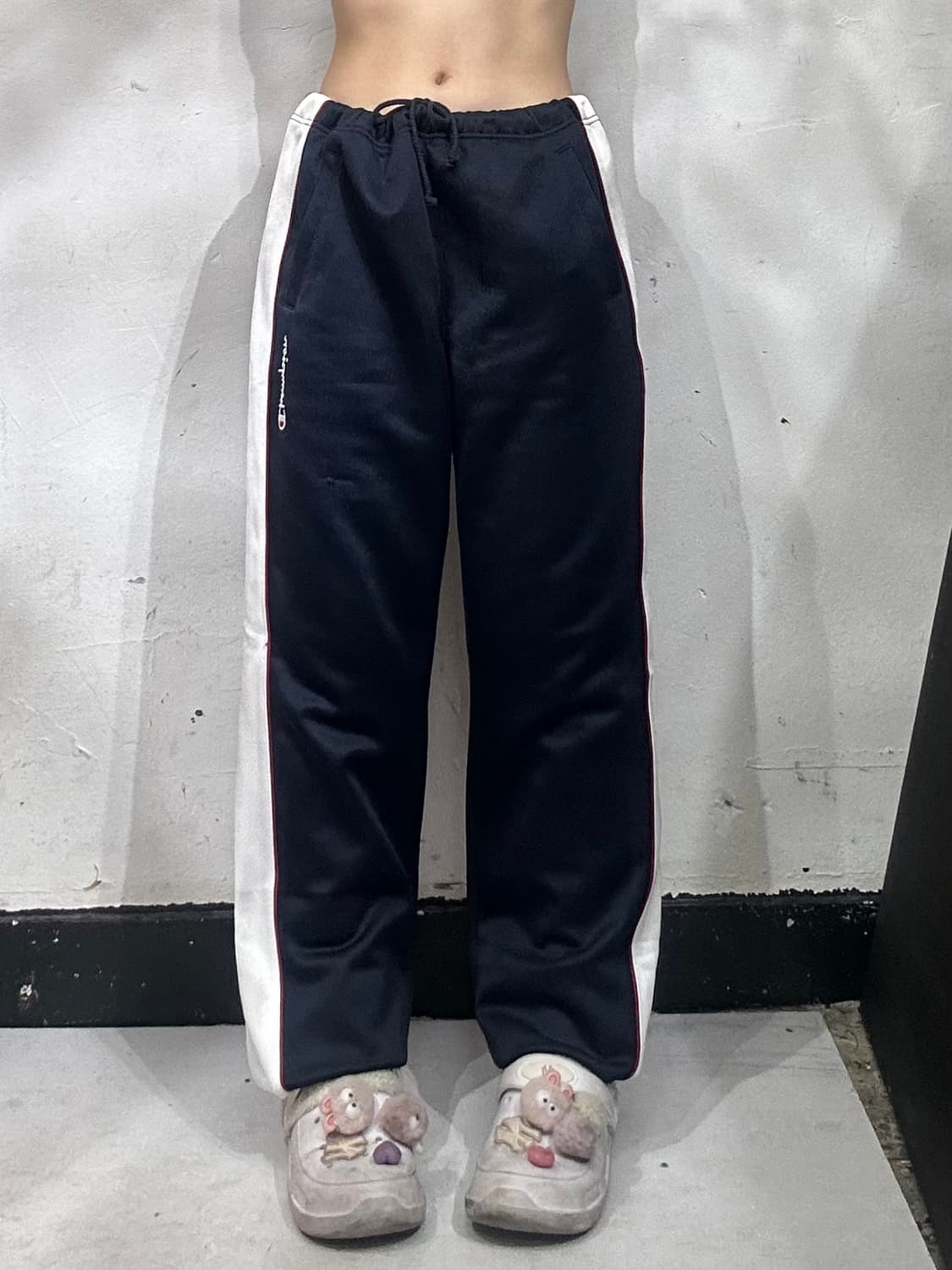 챔피온 네이비 와이드 화이트 사이드 라인 추리닝 바지 트레이닝 팬츠 L 상품이미지2