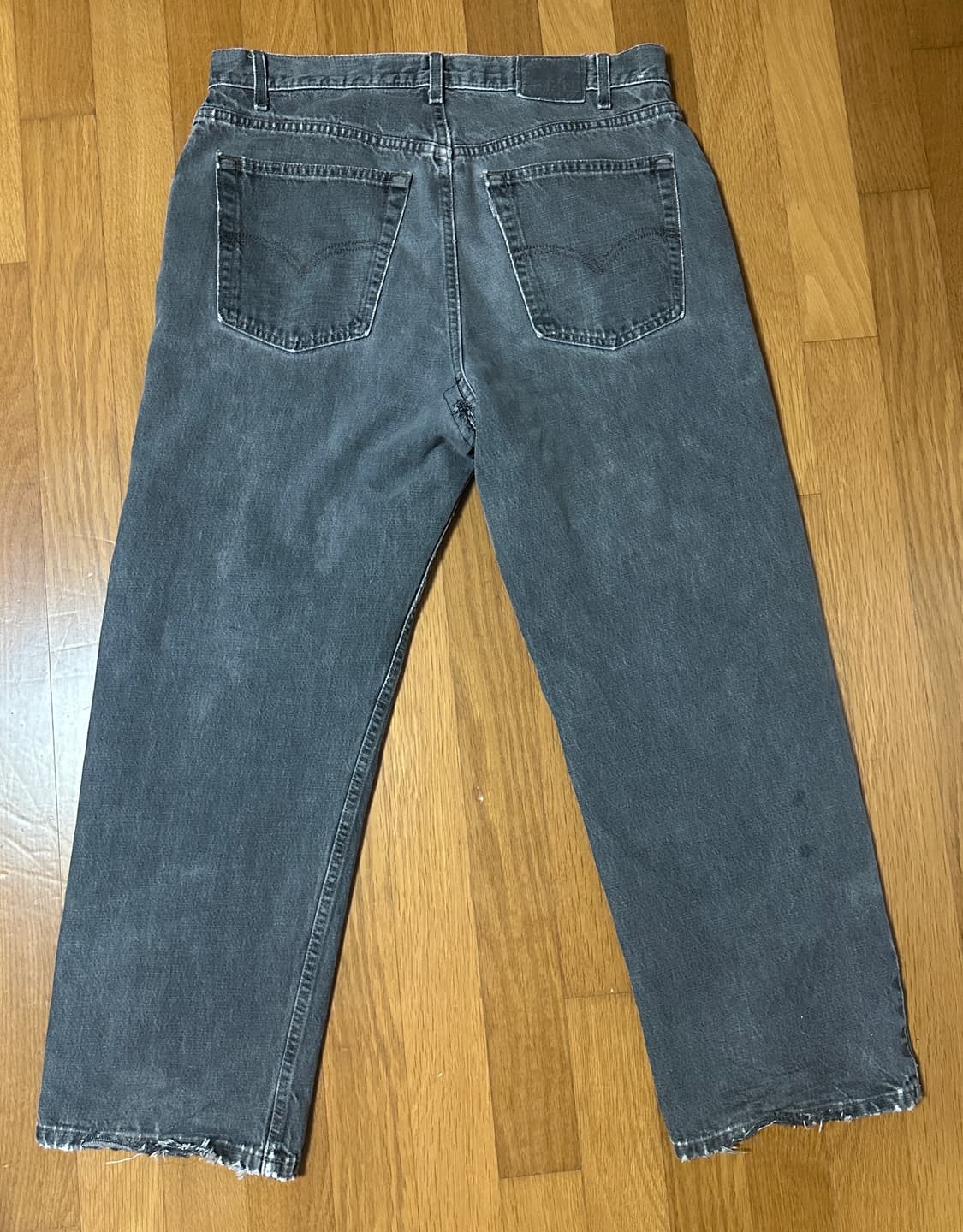 [36/30] 90s 리바이스 실버탭 스트레이트 루즈 흑청 데님 팬츠 상품이미지2