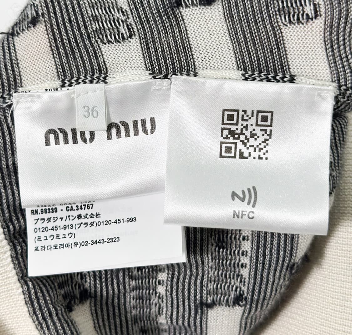 [36] MiuMiu 미우미우 여성 멀티 로고 캐시미어 실크 니트 가디건 상품이미지7