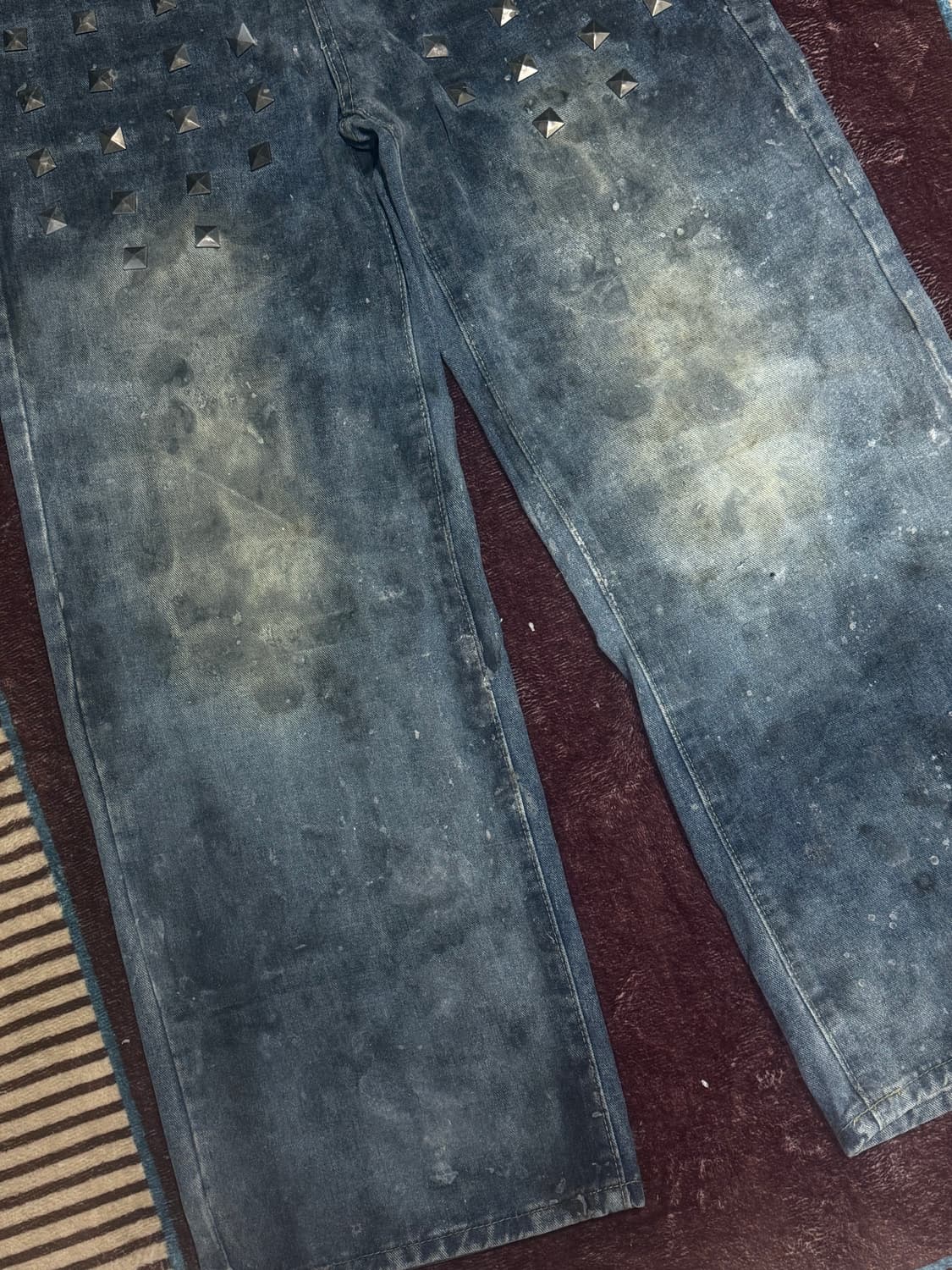 빈티지 왁스 페이팅 메이드 스터드 데님 진  상품이미지6