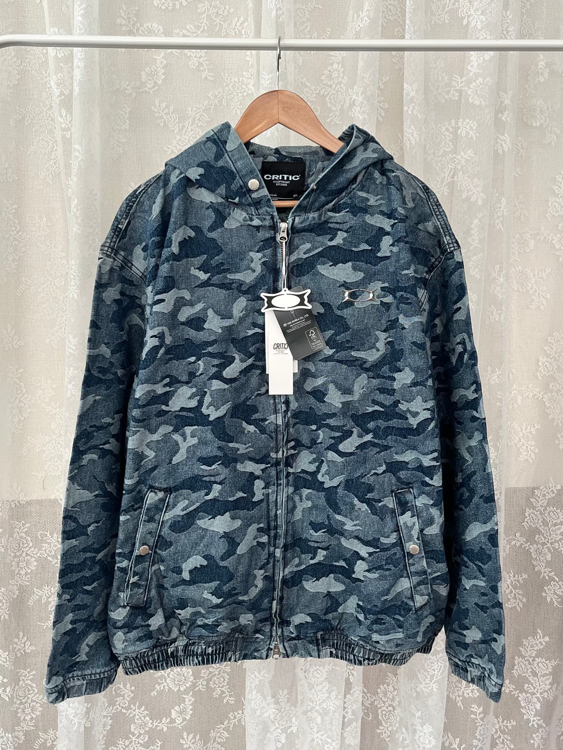 XL) 새상품 크리틱 데빌 카모 후드집업 블루 상품이미지1