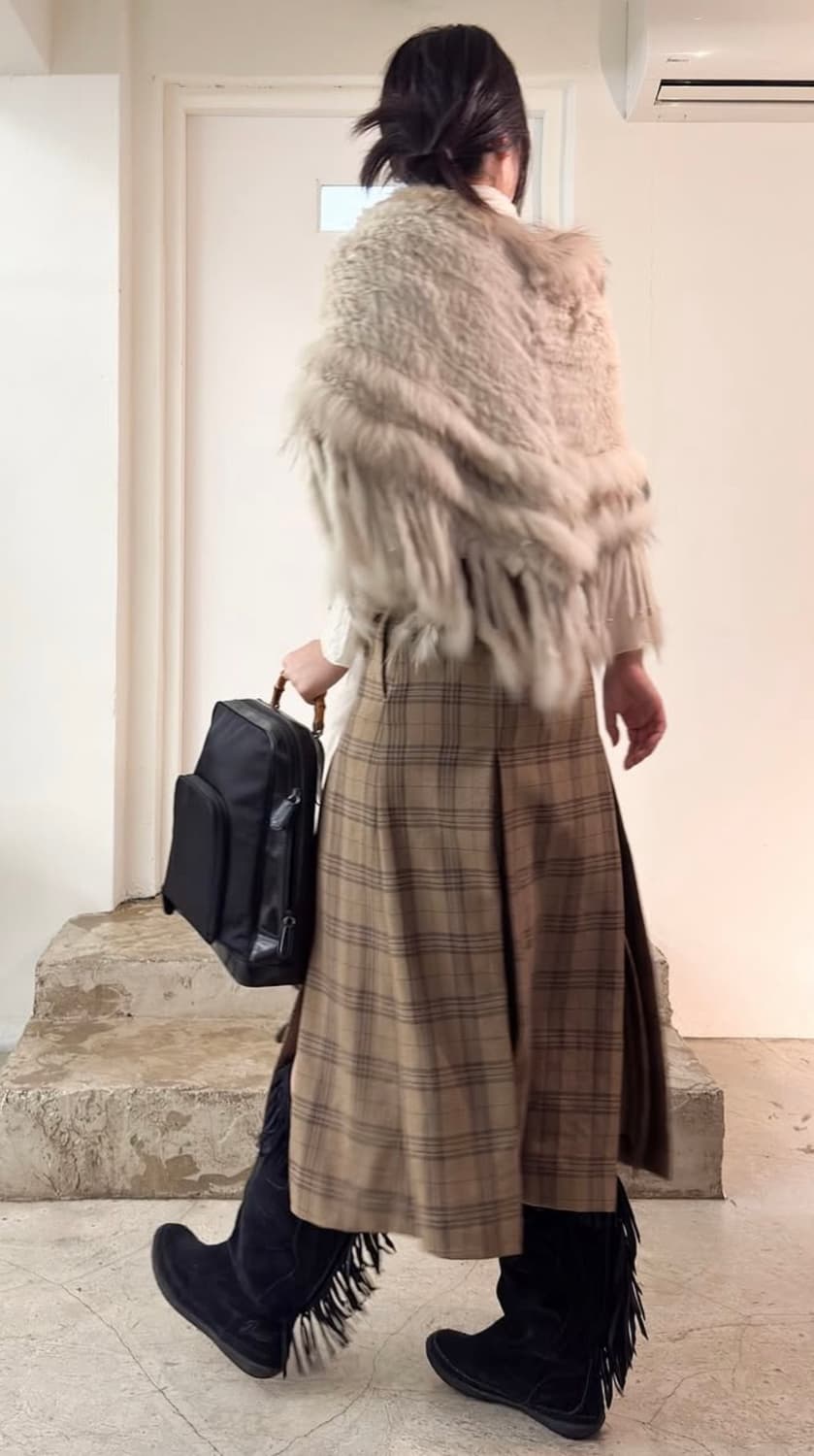 오라리 체크 스커트 상품이미지3