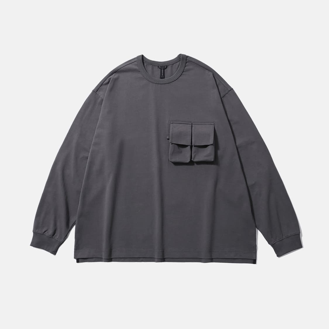 모이프 매거진 포켓 롱슬리브 긴팔 티셔츠 차콜 3사이즈 상품이미지1
