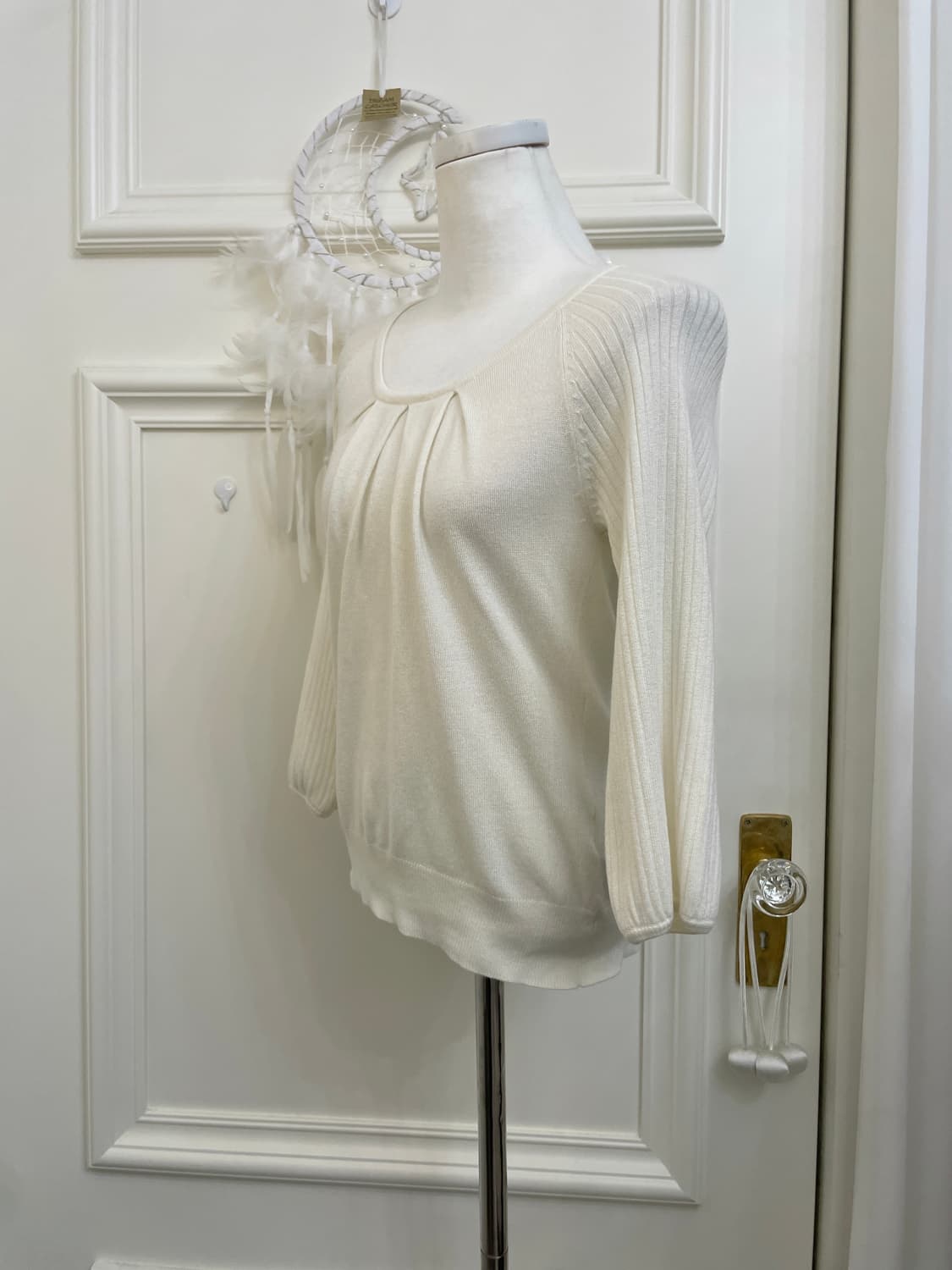 ivory pleats point basic knit top 상품이미지2
