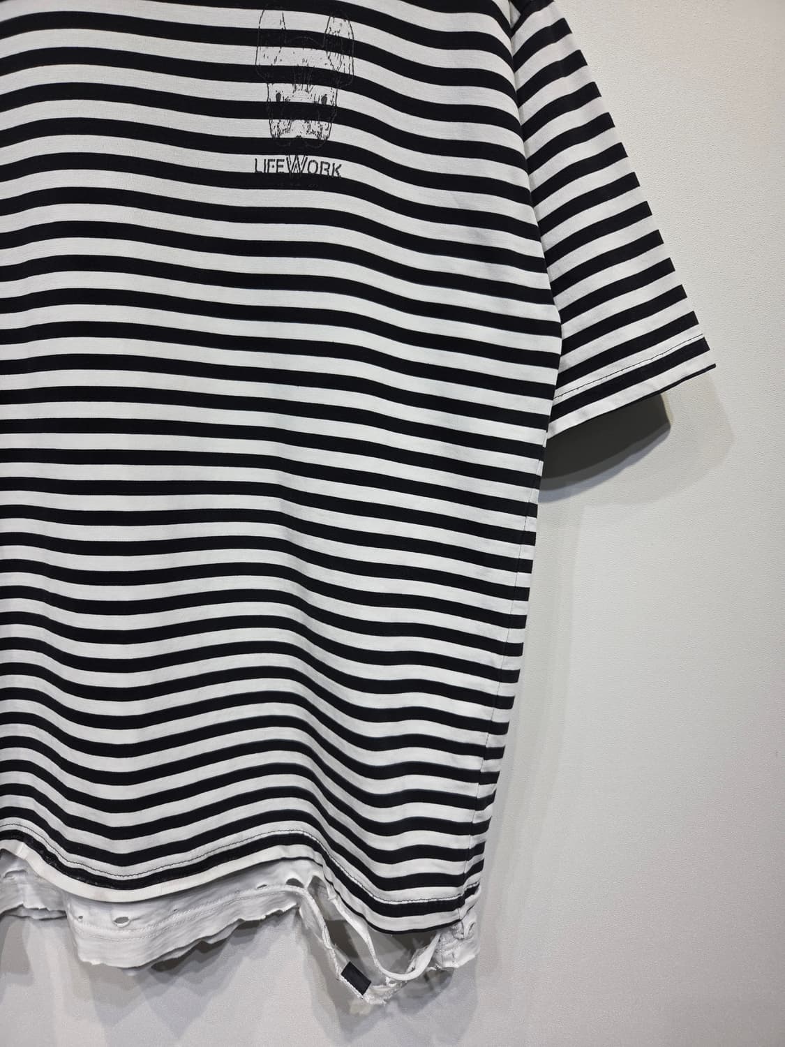 라이프워크 라독 스트라이프 레이어드 데미지 오버핏 반팔 상품이미지5