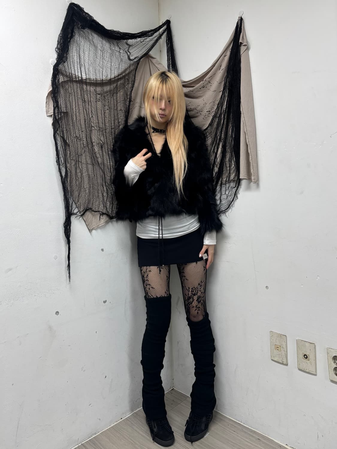 FOX Fur Black Wide Cuff Jacket 상품이미지2