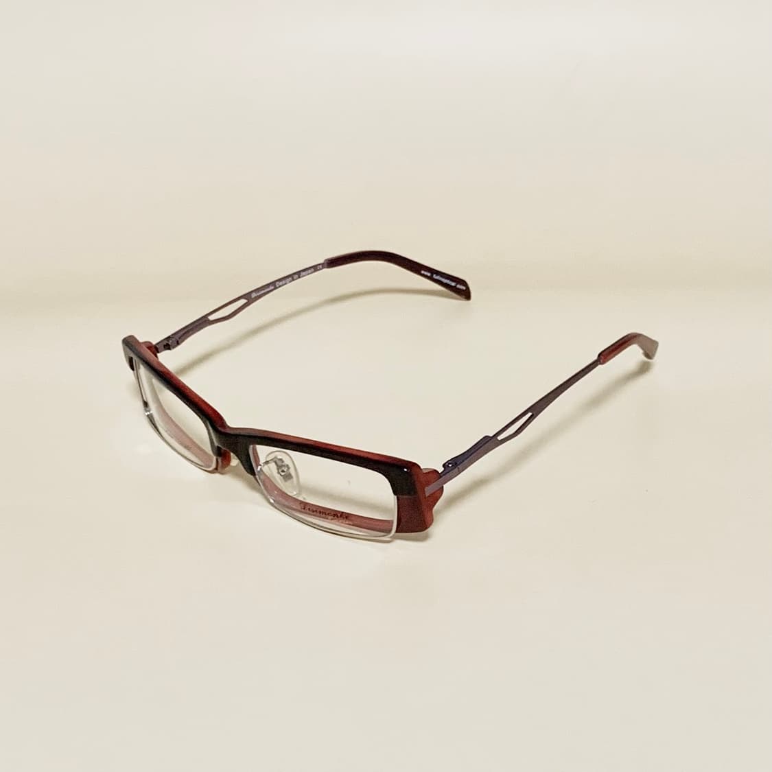 881 데드스탁 메탈 슬림 직사각 브라운 버건디 투톤 아세테이트 빈티지  상품이미지3