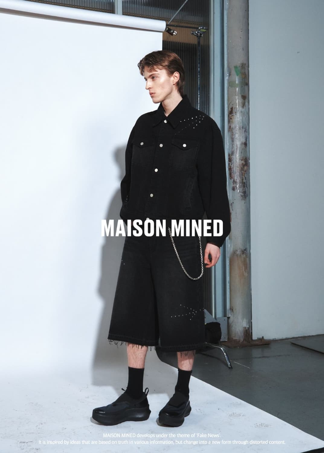 메종미네드 스터드 데님 트러커 블랙 s 상품이미지1