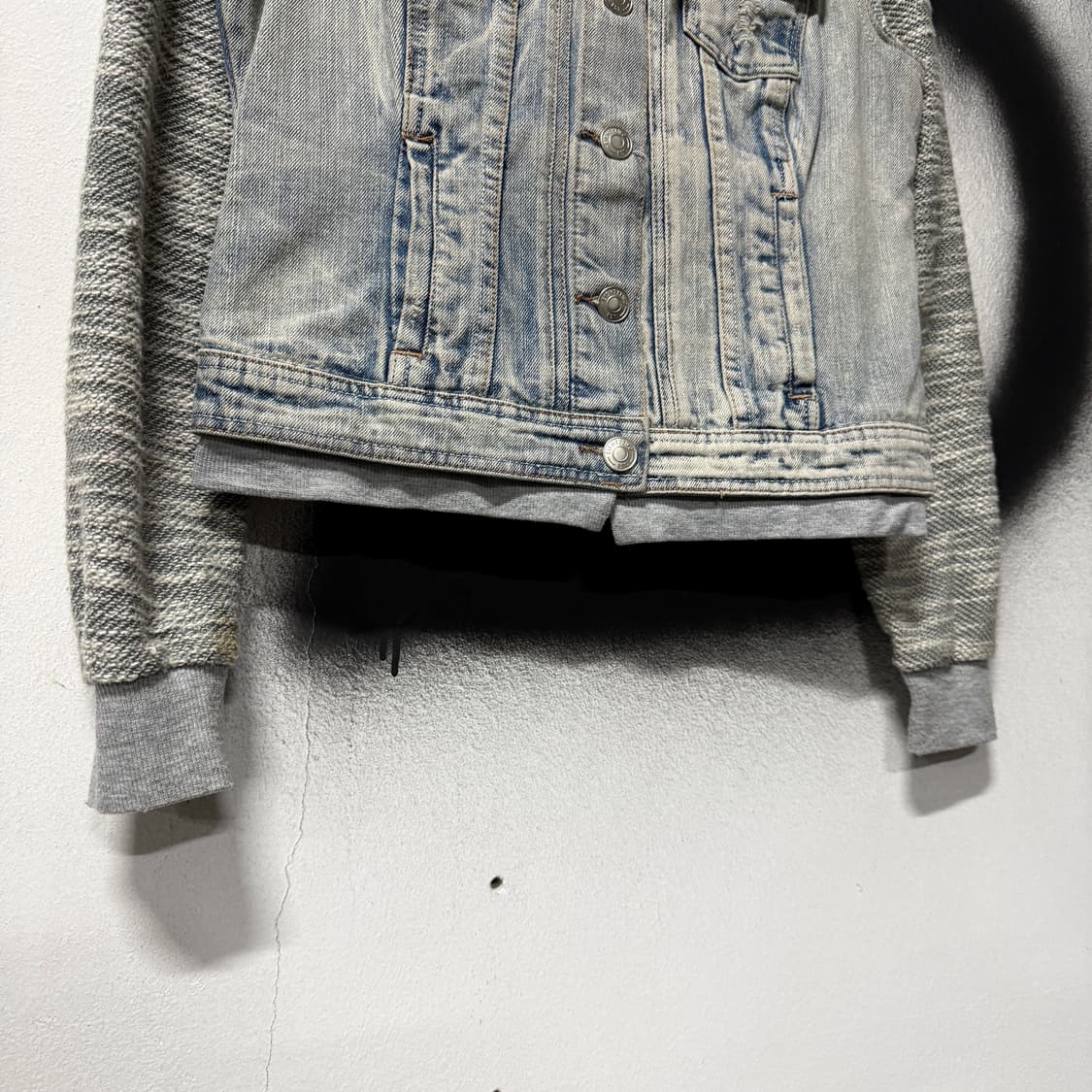 VTG 빈티지 니트 배색 연청 데님 후드 트러커 자켓 상품이미지4