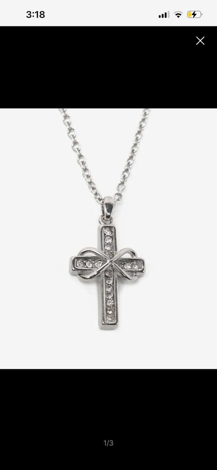 목걸이/펜던트BOW CUBIC CROSS NECKLACE - SILVER 상품이미지2