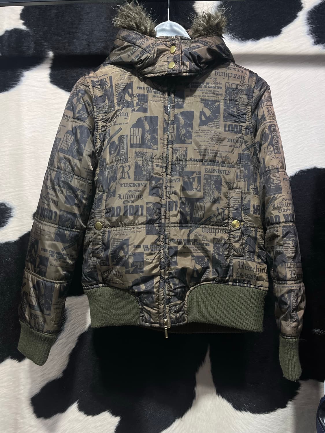 퍼 후드 투웨이 프린팅 패딩 상품이미지3