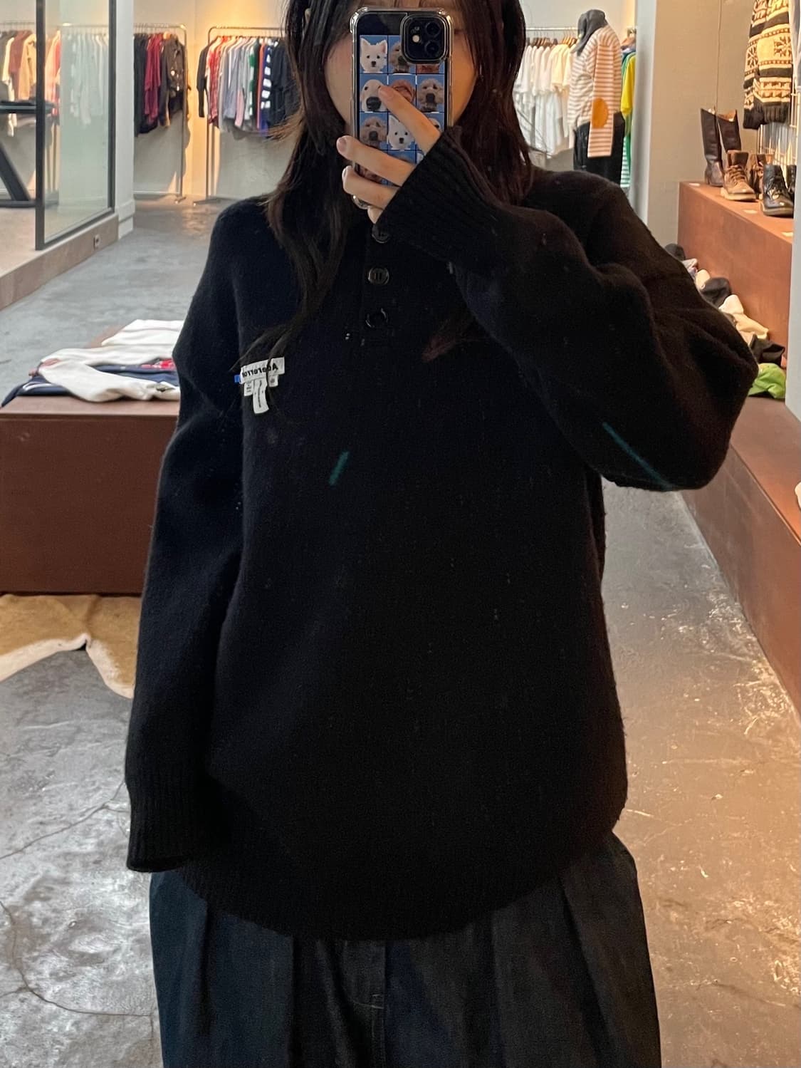 아더에러 19fw 블랙 카라니트 H114 상품이미지1