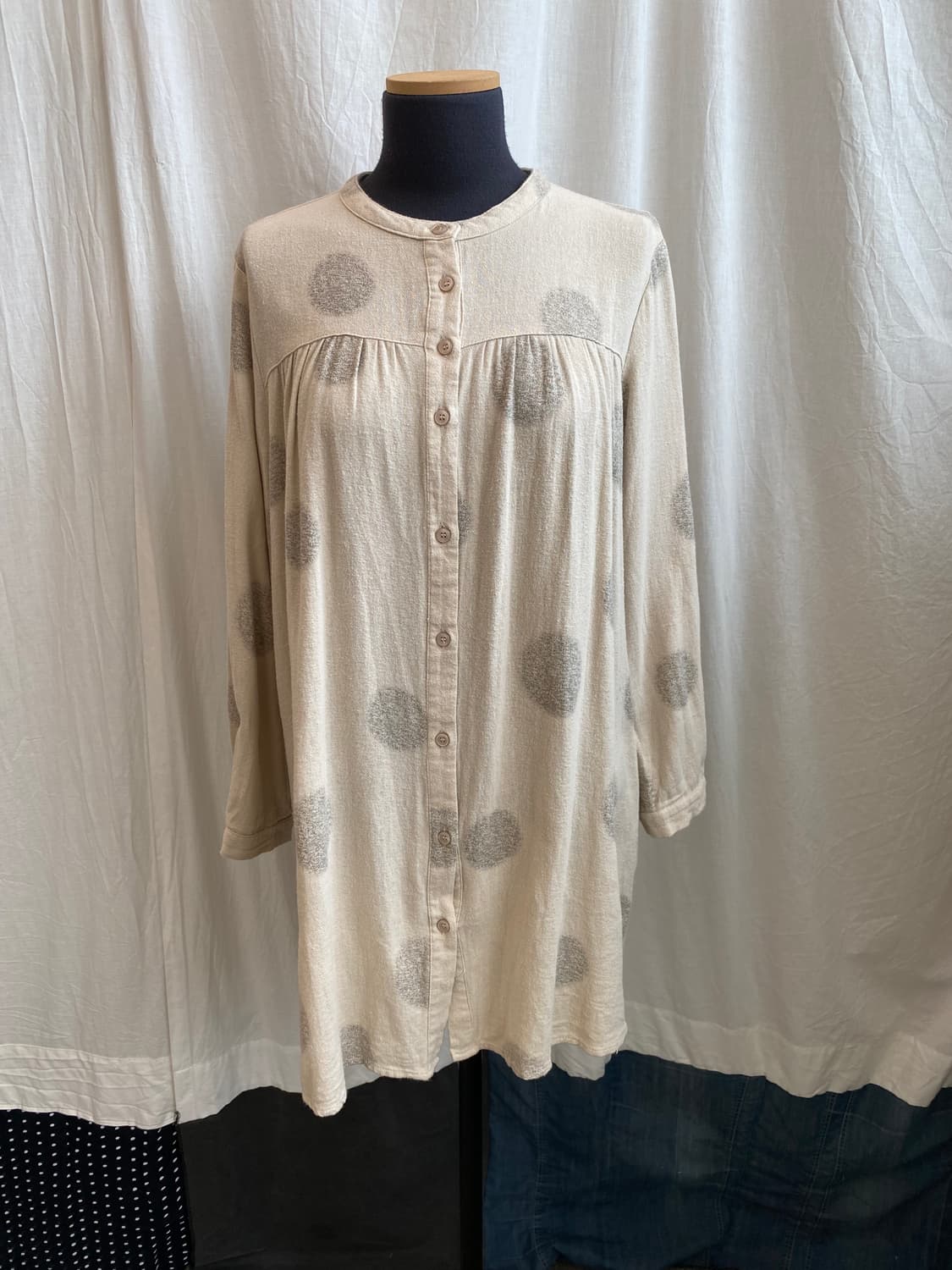 베이지 면 롱블라우스(M-L) 상품이미지3