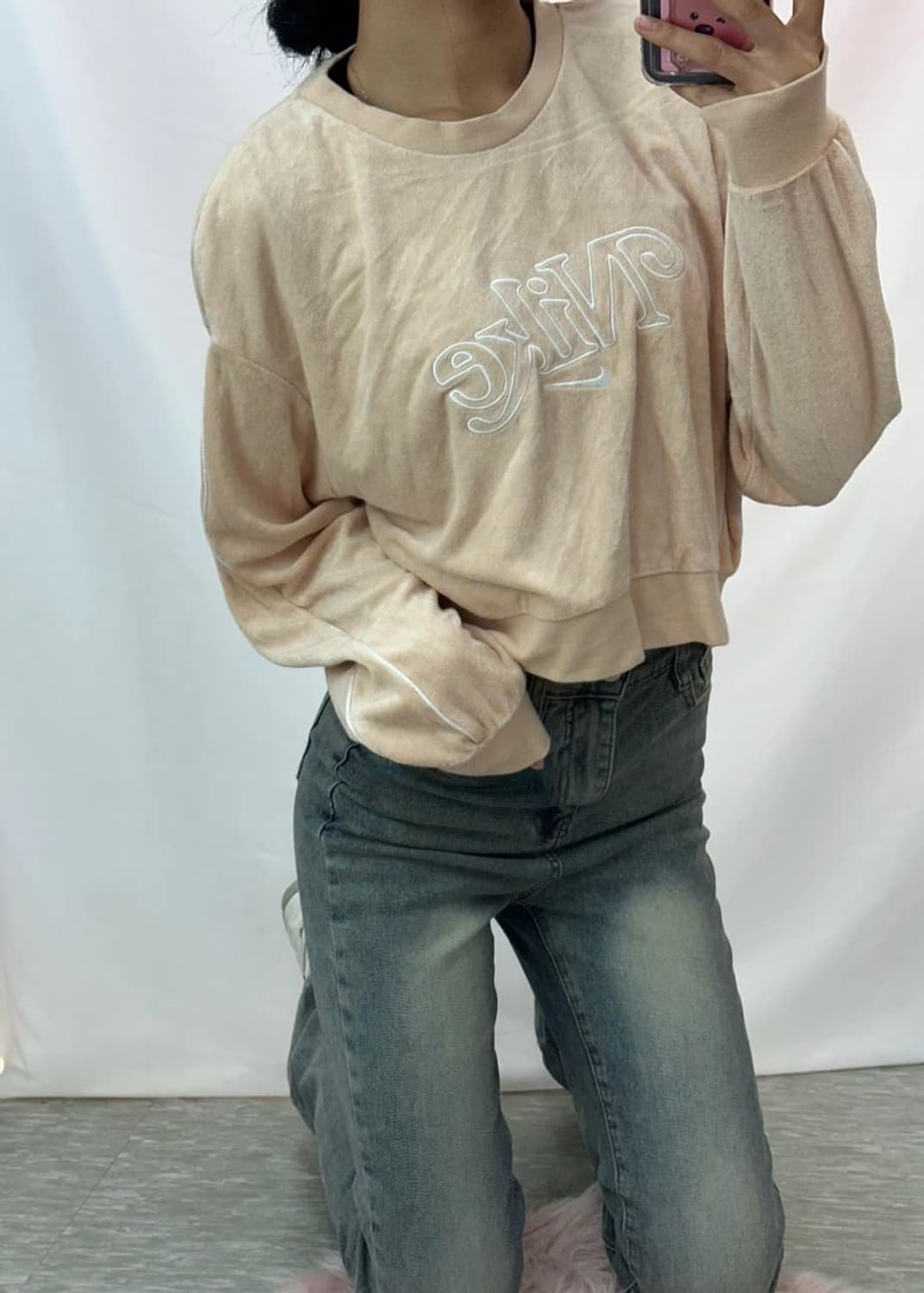 나이키 벨루아 빅로고 크롭 맨투맨(M) 상품이미지1