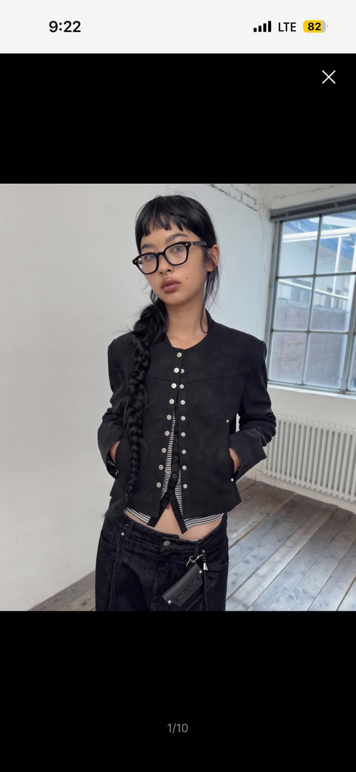 포르테나 레더 스냅 크롭 자켓 상품이미지2