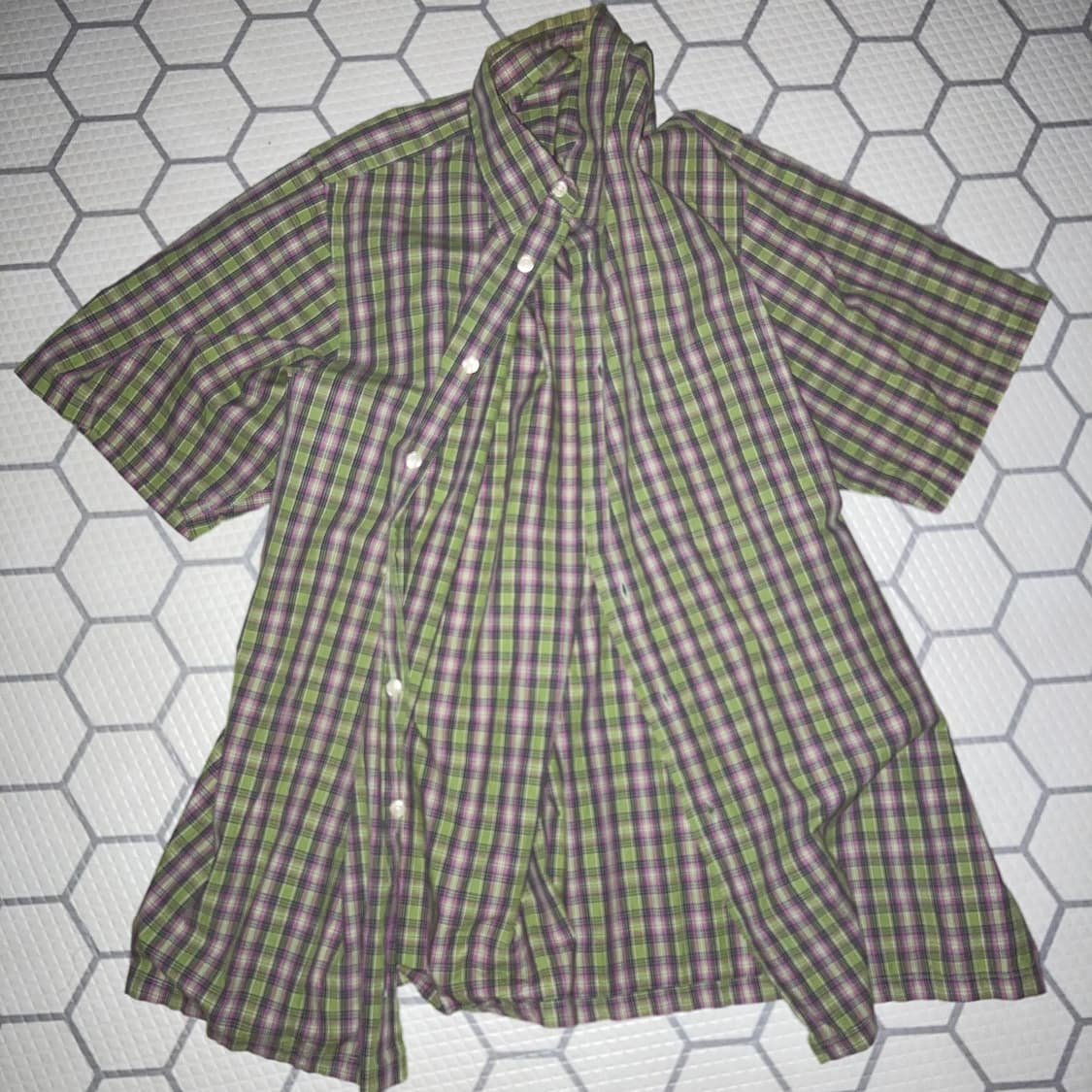 (XL) 슈프림 24ss 루즈핏 미니 플레이드 숏슬리브 셔츠 그린 상품이미지2