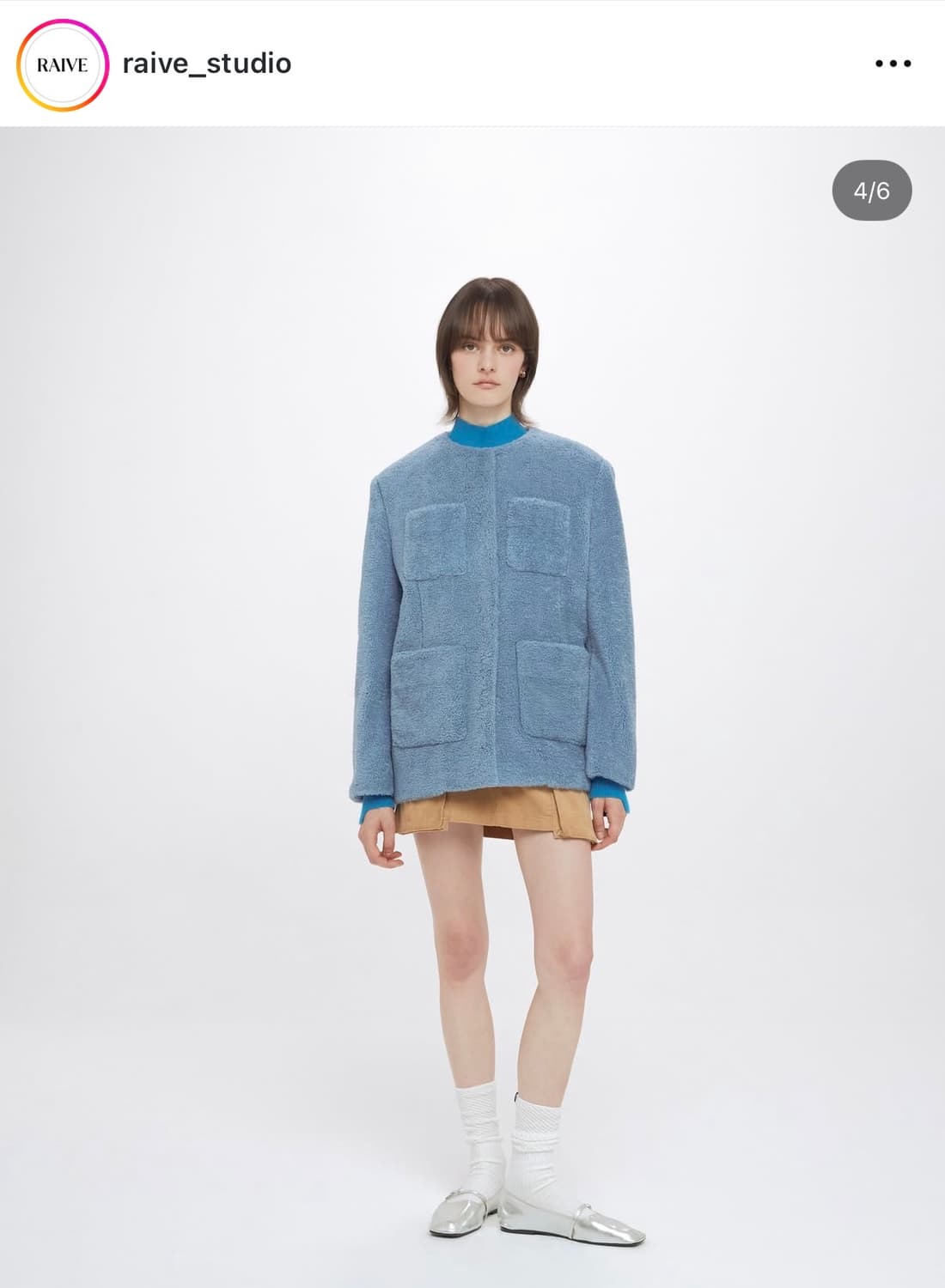 (RAIVE 레이브) 퍼자켓 뽀글이퍼 무스탕 블루 - 중고제품 상품이미지3