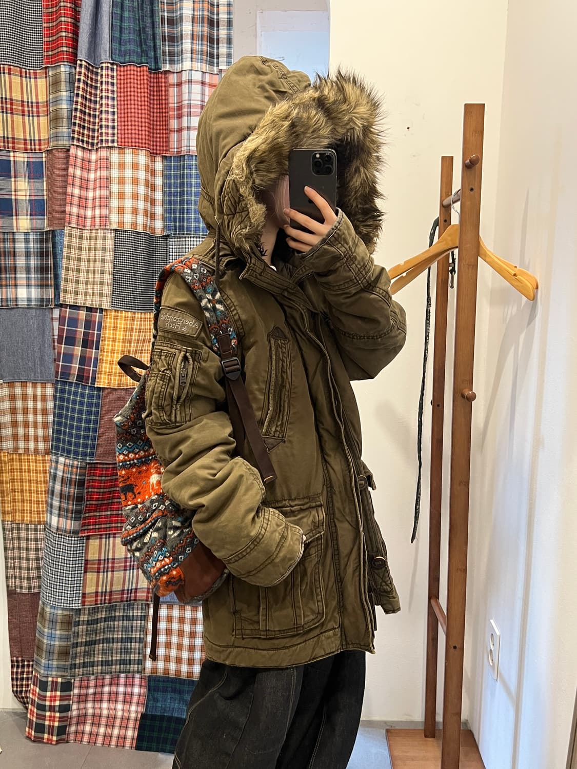 아베크롬비 카키 퍼 미디 패딩 상품이미지6