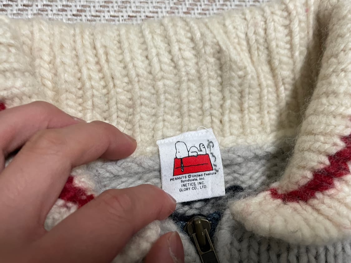 피너츠 x 스누피 파일럿 캐나다 해비 울 니트 집업 J03267 상품이미지6