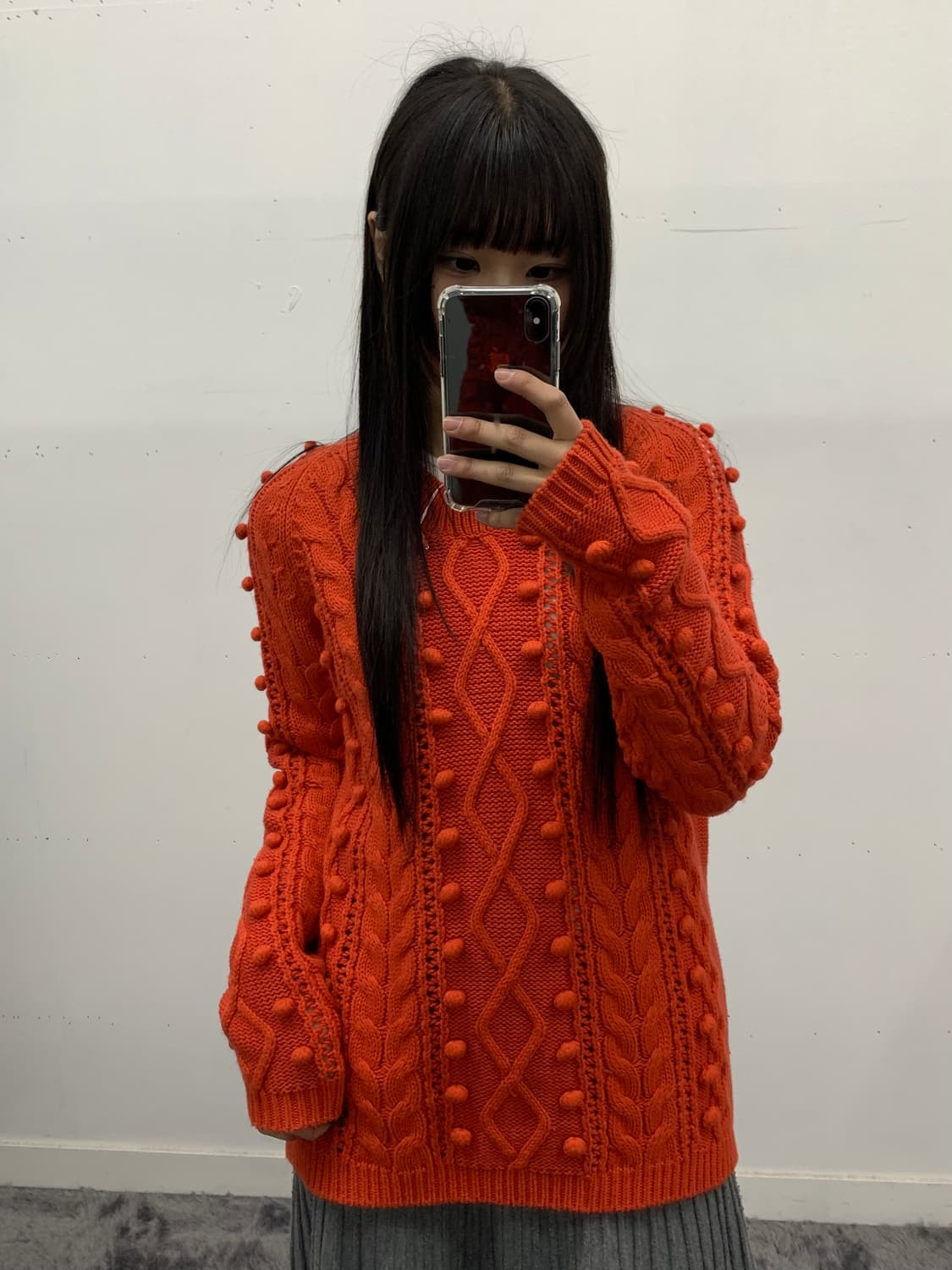버버리 오렌지 폼폼이 케이블 니트 상품이미지2
