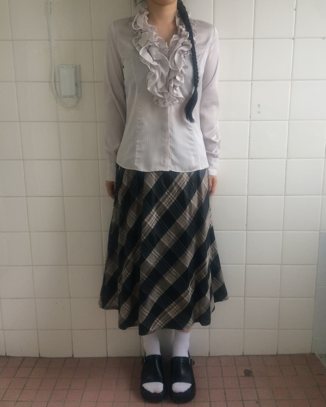 Ruffle stripe pattern shirt 상품이미지1