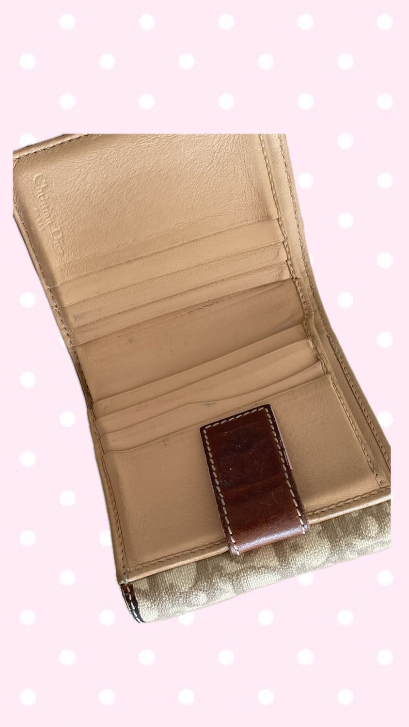 크리스찬디올 로맨틱라인 오블리크 핑크 베이지 하트 반지갑 빈티지 상품이미지3