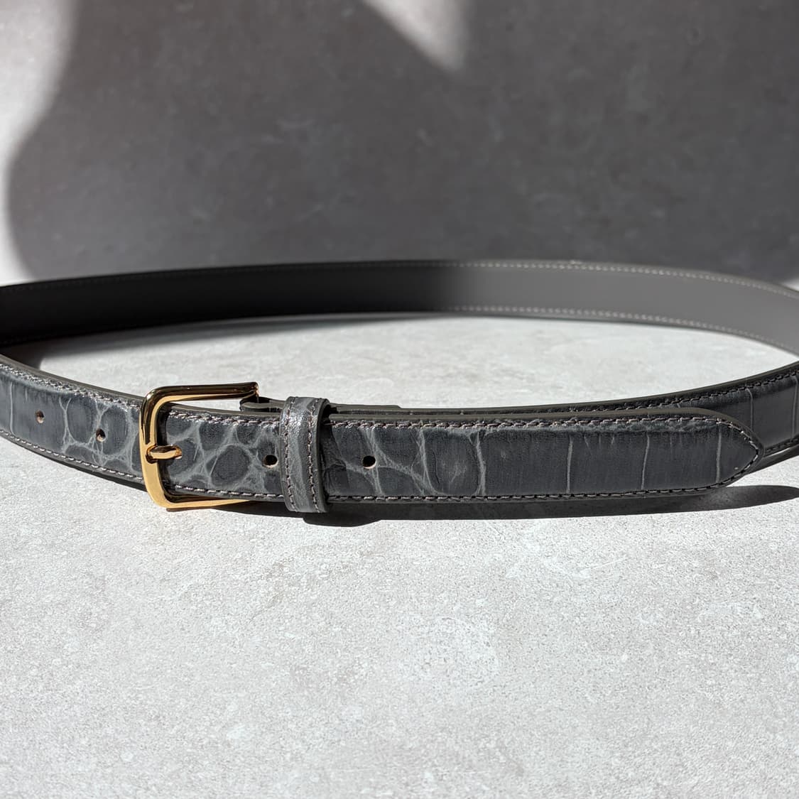 Oribell 크로커다일 페이던트 소가죽 골드버클 미니멀 버클 벨트 상품이미지4