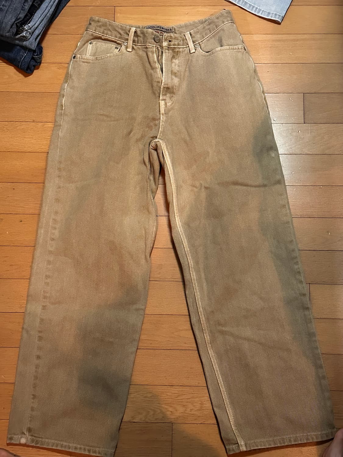 굿라이프웍스 와이드 피그다잉 베이지 팬츠 상품이미지2