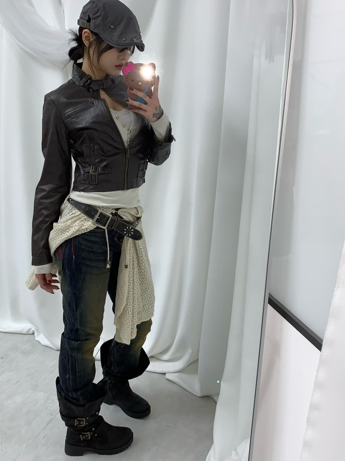 에비수 y2k 레더 코디셋 3ce 상품이미지1