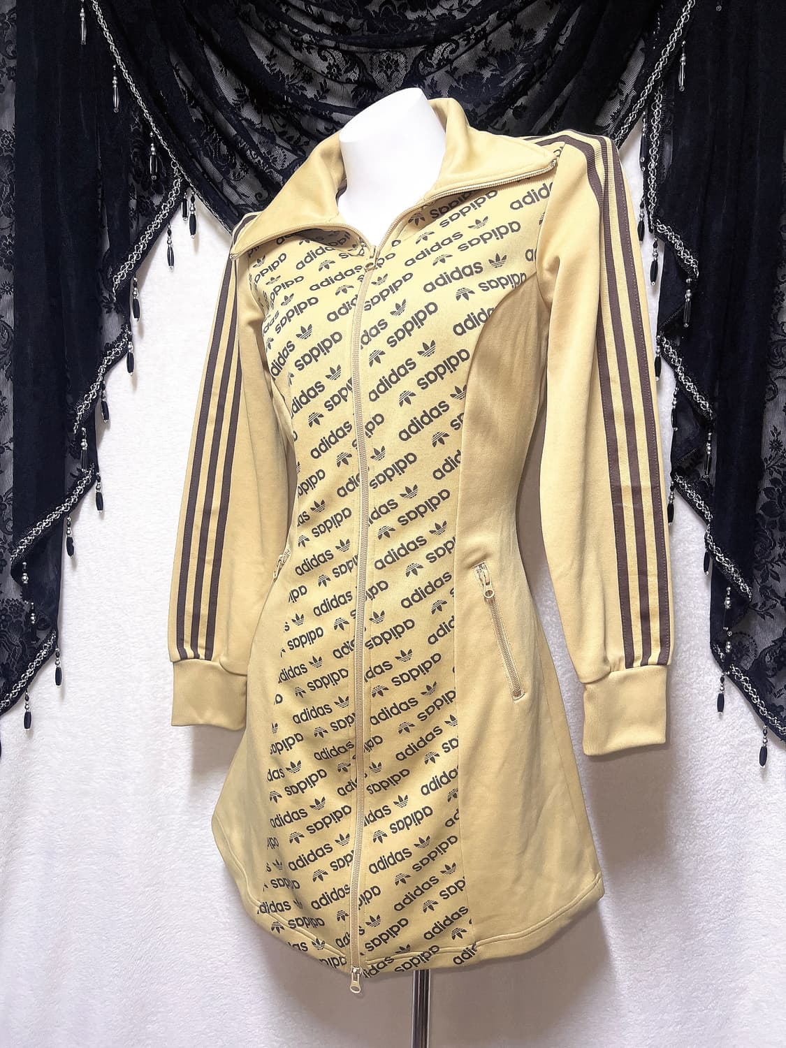 아디다스 베이지 브라운 져지 저지 집업 투웨이원피스 삼선 트랙 올드스쿨 상품이미지4