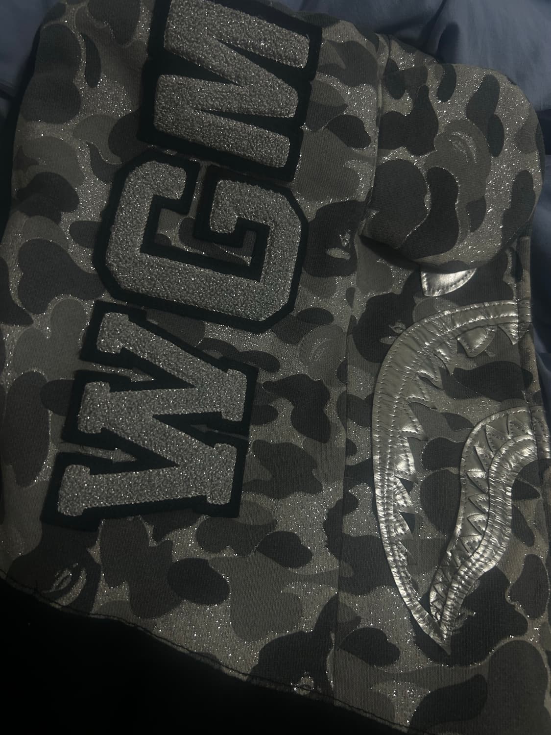 (초희귀) 베이프 메디콤토이 샤크 후드집업 WGM 카모 블랙 상품이미지3