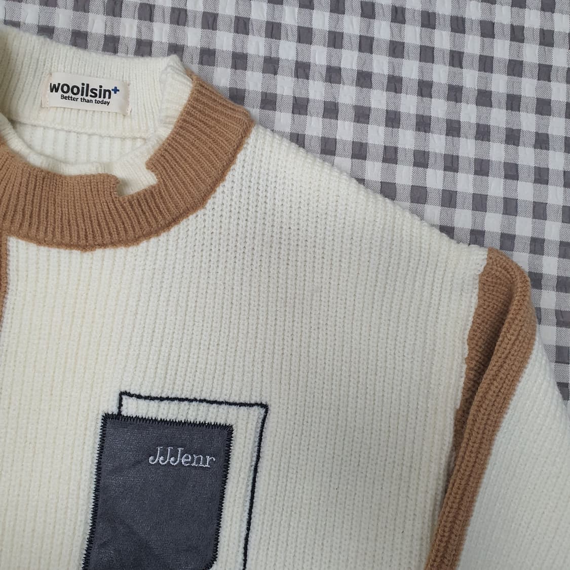 배색 니트 스웨터 남자95~100 상품이미지4