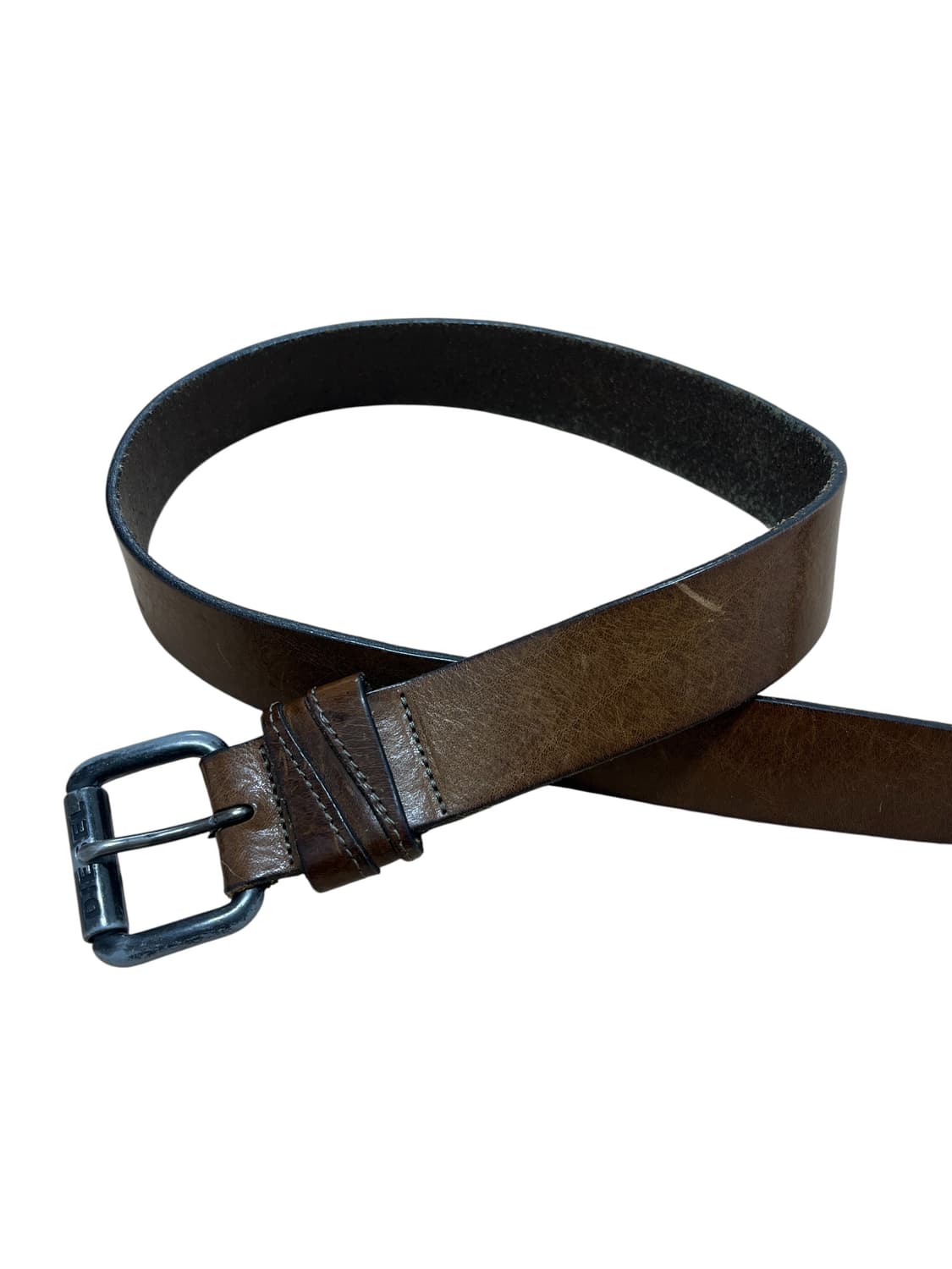 디젤 스터드 로고 브라운 레더 벨트 상품이미지1