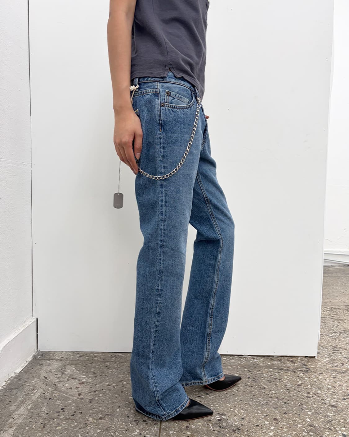 페이크 런던 패치 디테일 데님 팬츠 상품이미지3