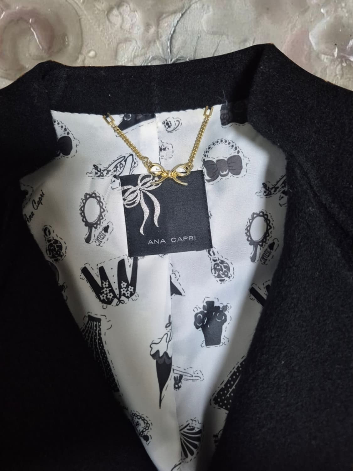 빈티지 갸루 스퀘어넥 블랙 트렌치 코트 리본 슬림핏 상품이미지3