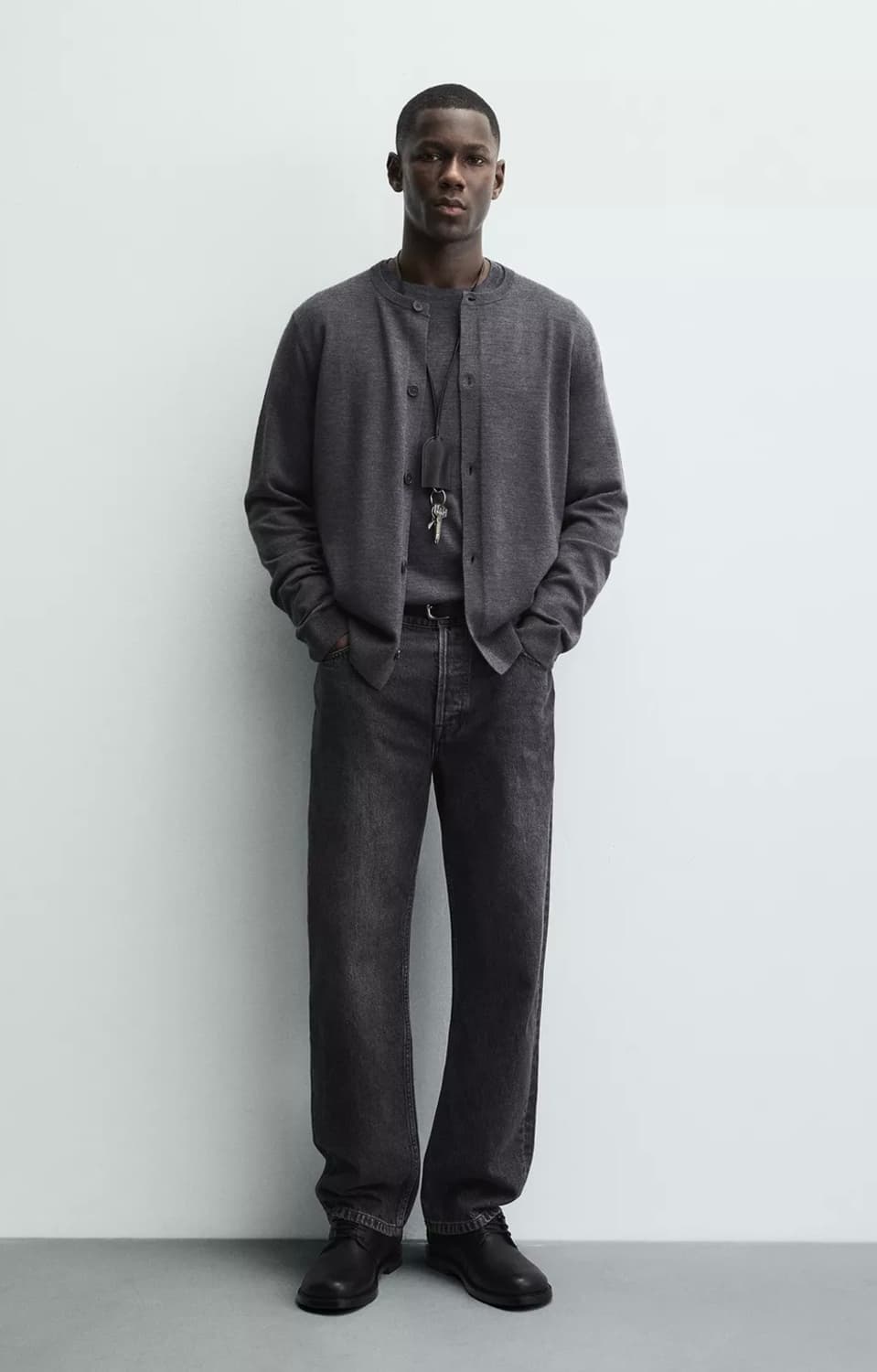 자라 울 라운드넥 가디건 상품이미지6