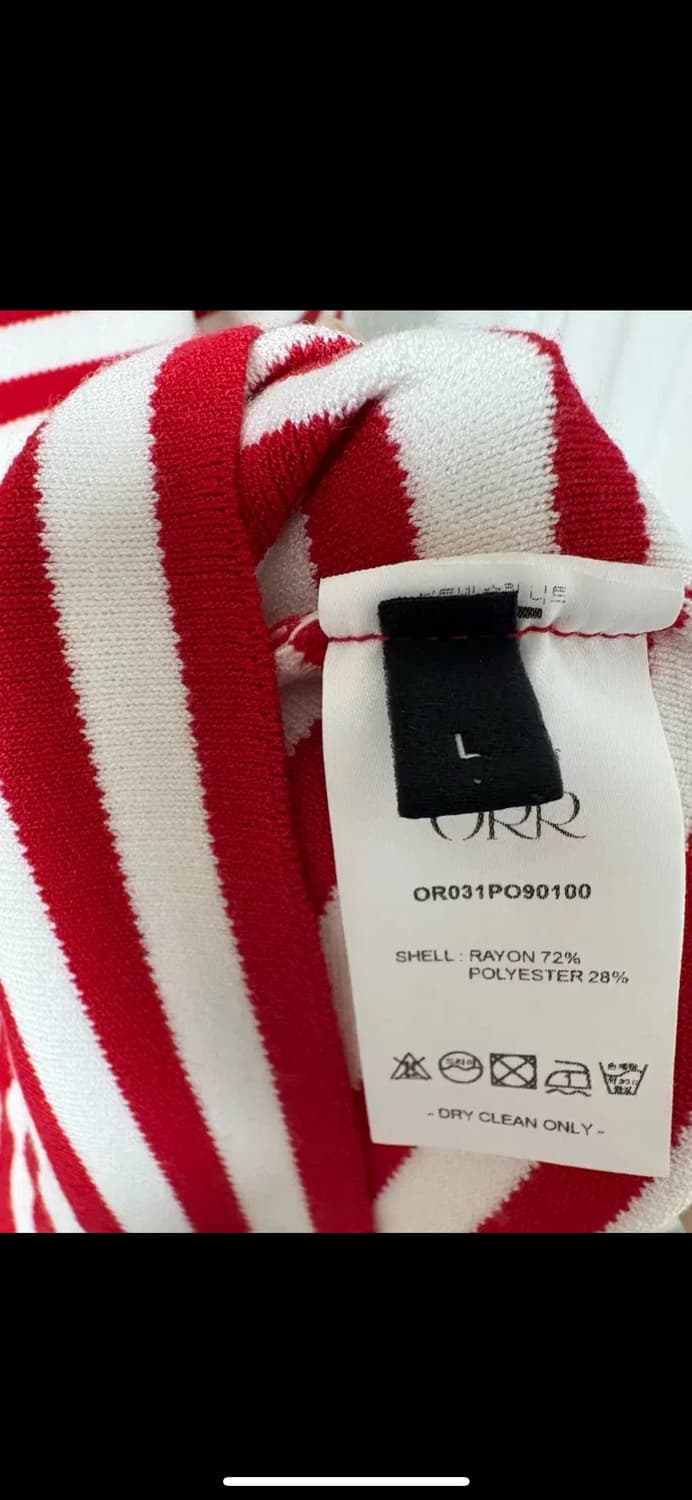 오르 보트넥 슬릿 니트 스트라이프 레드 fw 상품이미지3