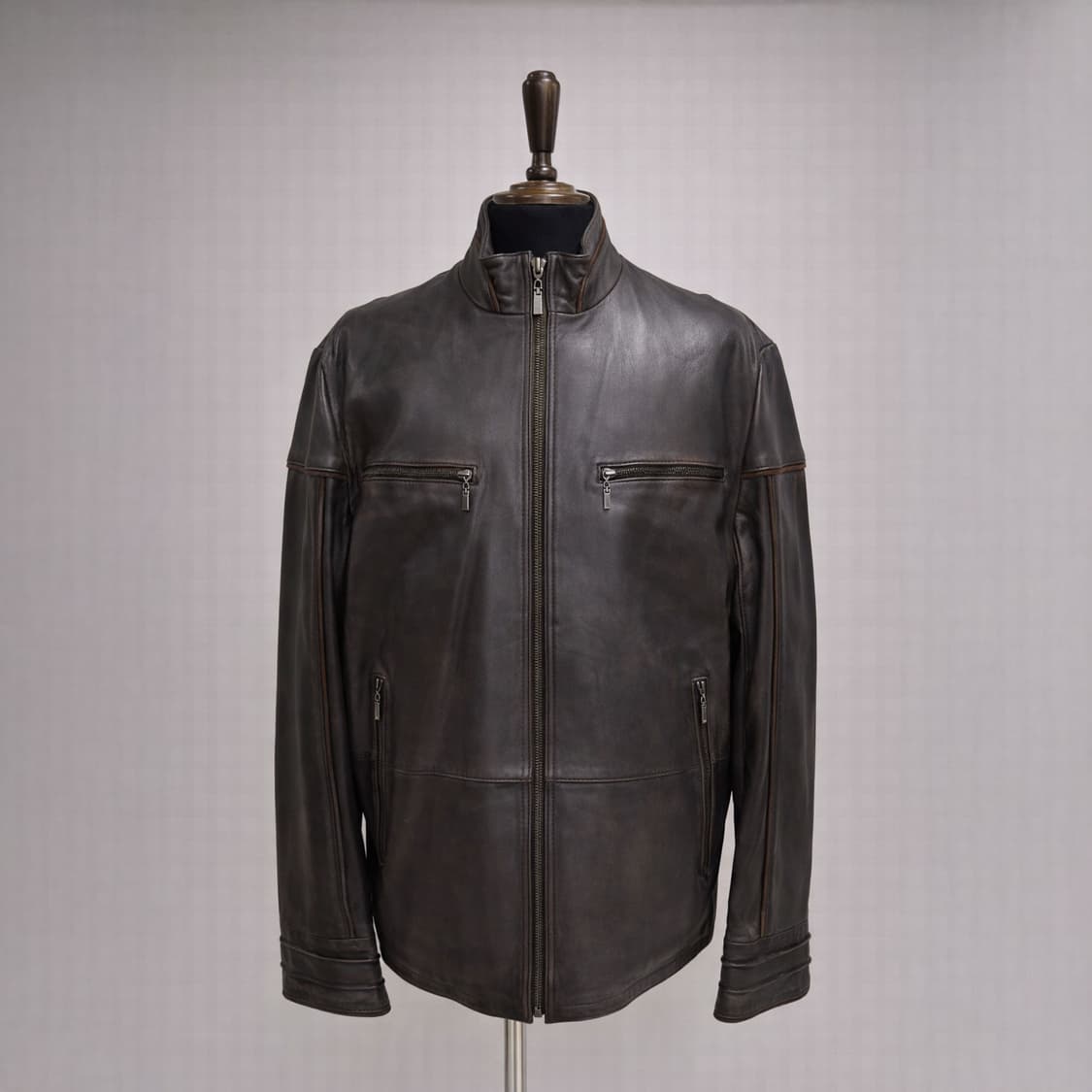 KENZIA 빈티지 레더 가죽 집업 재킷 상품이미지2
