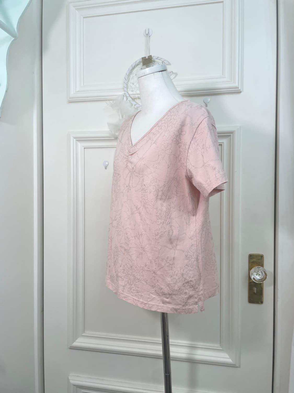 pink glitter line flower cubic half top 상품이미지2