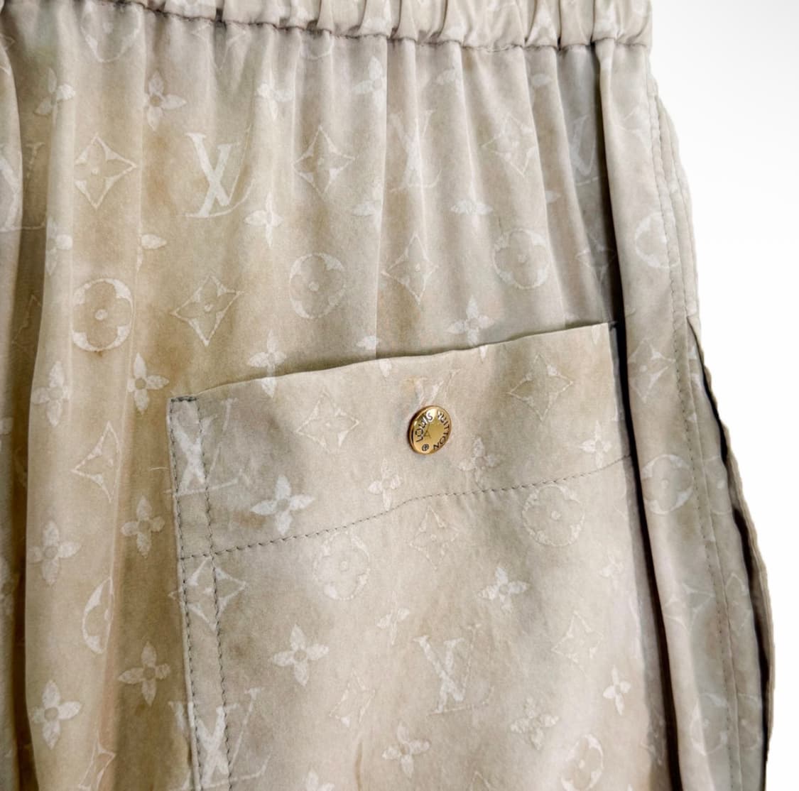 [36] 루이비통 여성 LV 모노그램 클라우드 실크 조거 팬츠 베이지 상품이미지6
