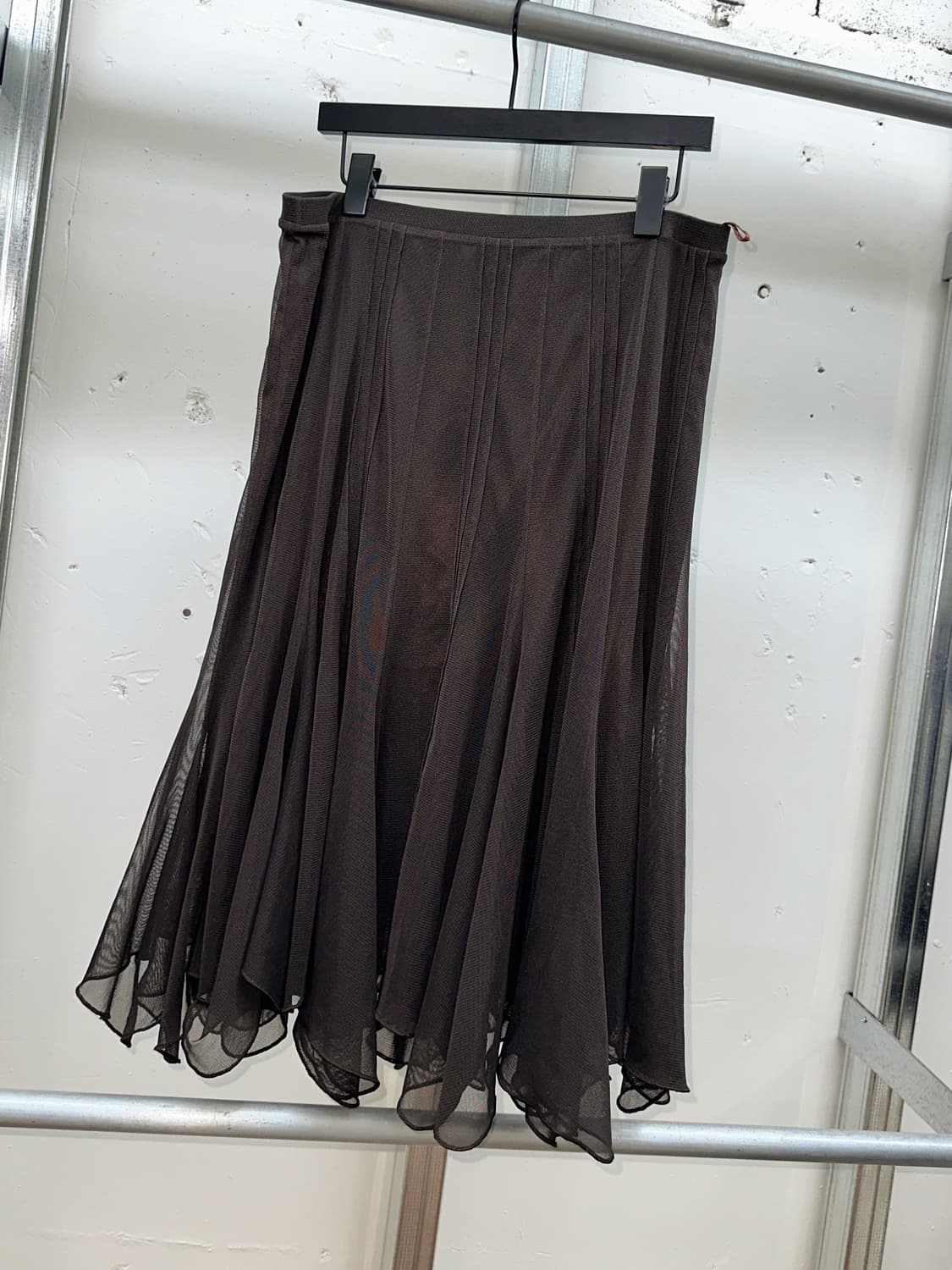 brown mesh layered midi skirt 상품이미지3