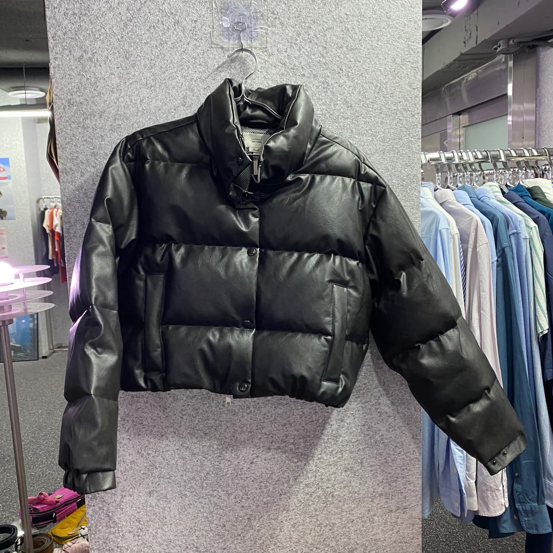 라퍼지스토어 투웨이 크롭 레더 패딩 b3360 상품이미지2