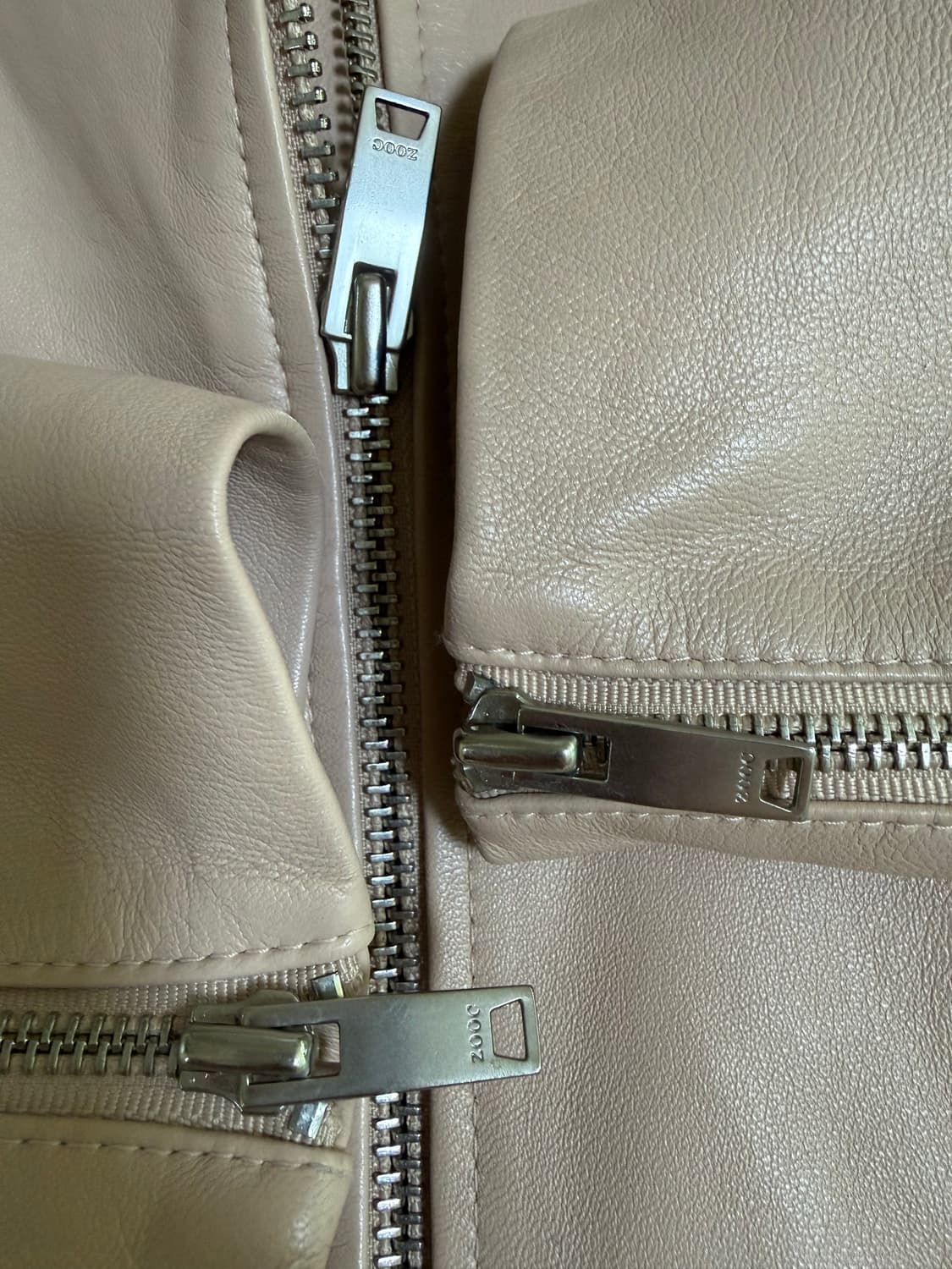 ZOOC 여성 양가죽 라이더 자켓 55 연핑크 상품이미지3